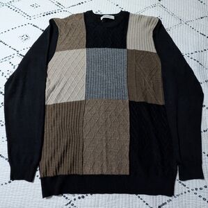 Pronto Uomo Wool Blend Color block "Ugly" Pullover Crewneck Sweatshirt Size XLT